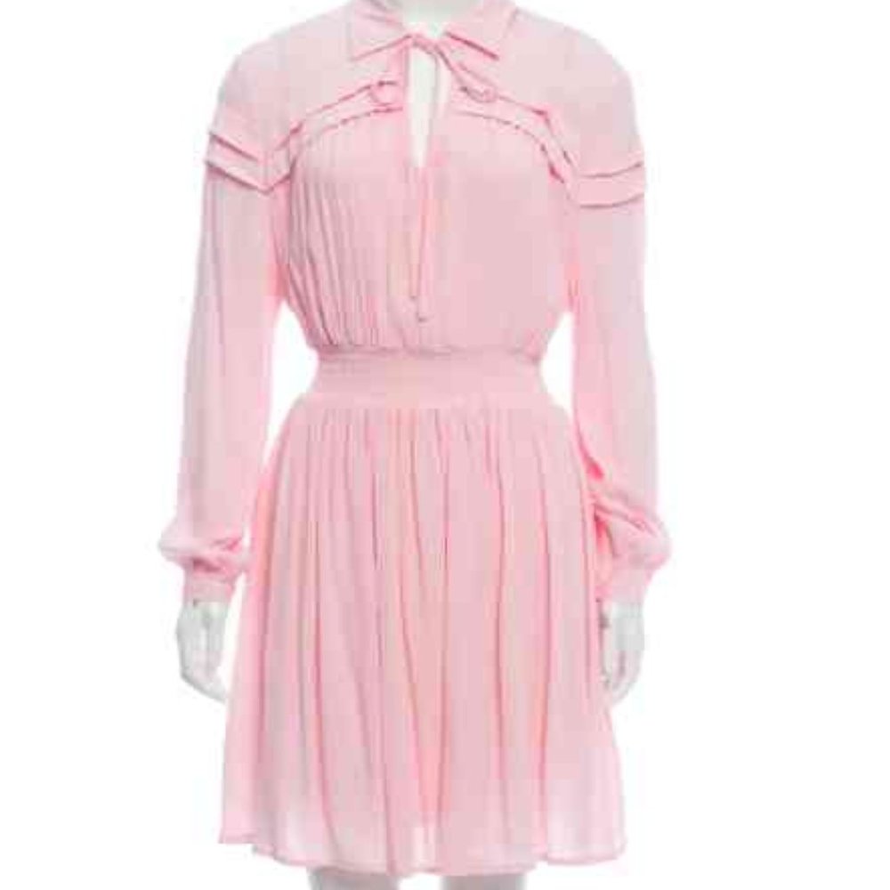 Maje Pink Long-Sleeve Midi Dress